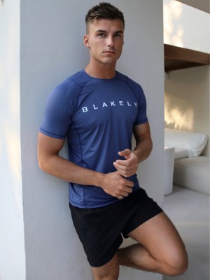 Blakely Alert Gym T-Shirt Sininen | 6754308-DG