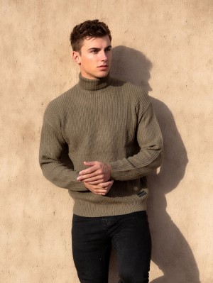 Blakely Hemsworth Roll Neck Jumper Khaki | 4781536-KL