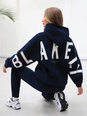 Blakely Life & Style Isabel Oversized Hoodie Laivastonsininen Sininen | 5762483-NP