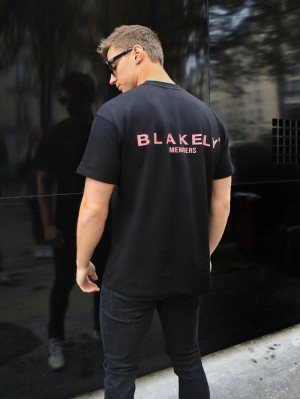 Blakely Members Relaxed T-Shirt Mustat Pinkki | 6458901-DS