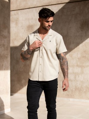 Blakely Nador Open Collared Shirt Sand | 5892376-FA