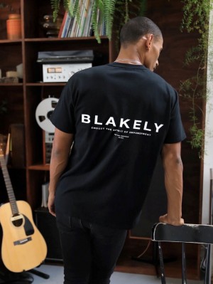 Blakely Statement Relaxed T-Shirt Mustat | 5108749-OE