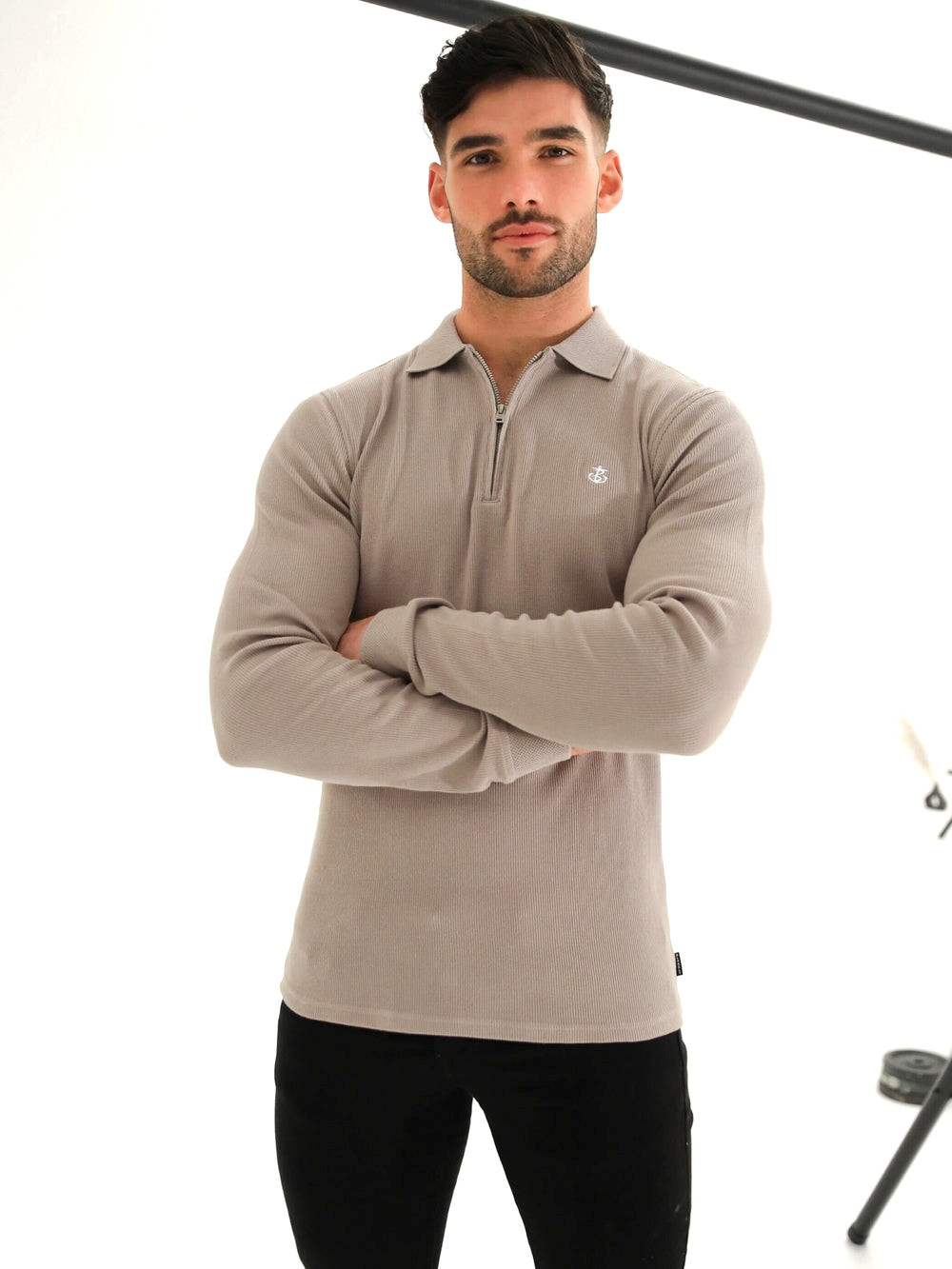 Blakely Aspen Long Sleeve Polo Stone | 8762459-PM