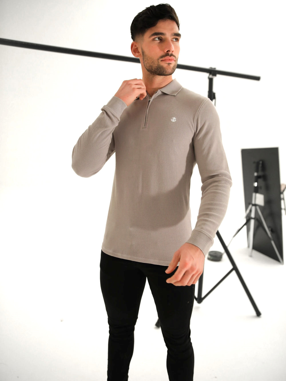 Blakely Aspen Long Sleeve Polo Stone | 8762459-PM