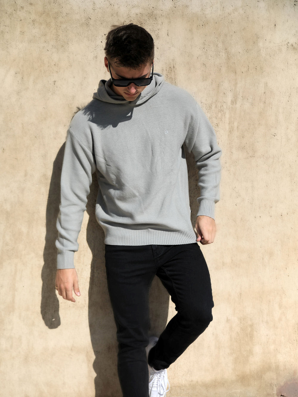 Blakely Huxley Knitted Hoodie Pale Concrete | 6054927-FE