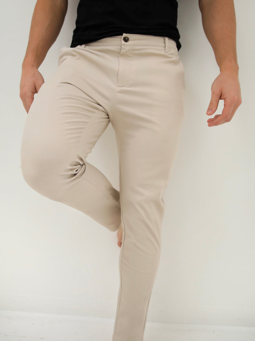 Blakely Kingsley Slim Fit Tailored Chinos Beige | 8529074-EW