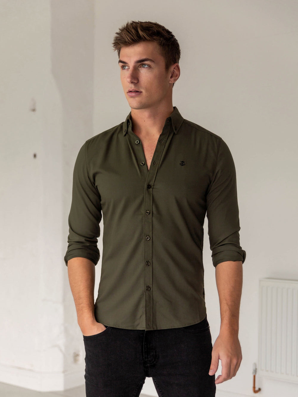 Blakely Loreto Fitted Stretch Shirt Khaki Vihreä | 5198402-DA