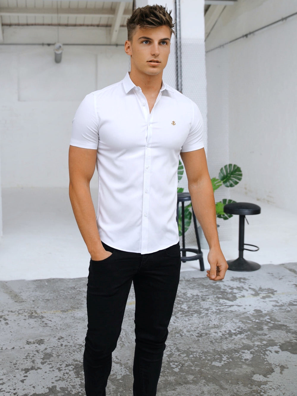 Blakely Melbourne Short Sleeve Shirt Valkoinen | 1695047-PA