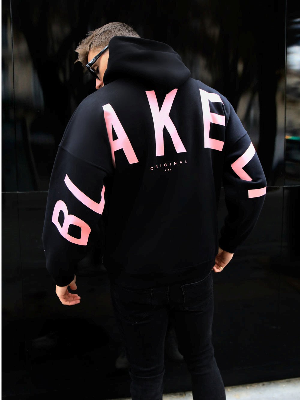 Blakely Members Idris Oversized Hoodie Mustat Pinkki | 4605937-UJ