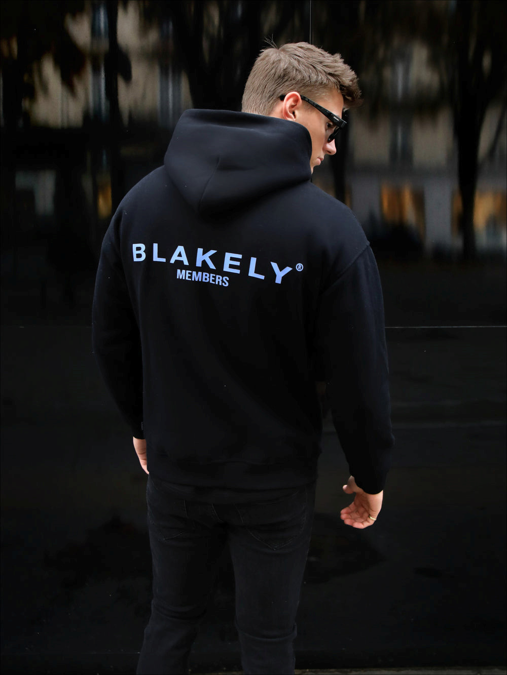 Blakely Members Relaxed Hoodie Mustat Sininen | 5748139-DY