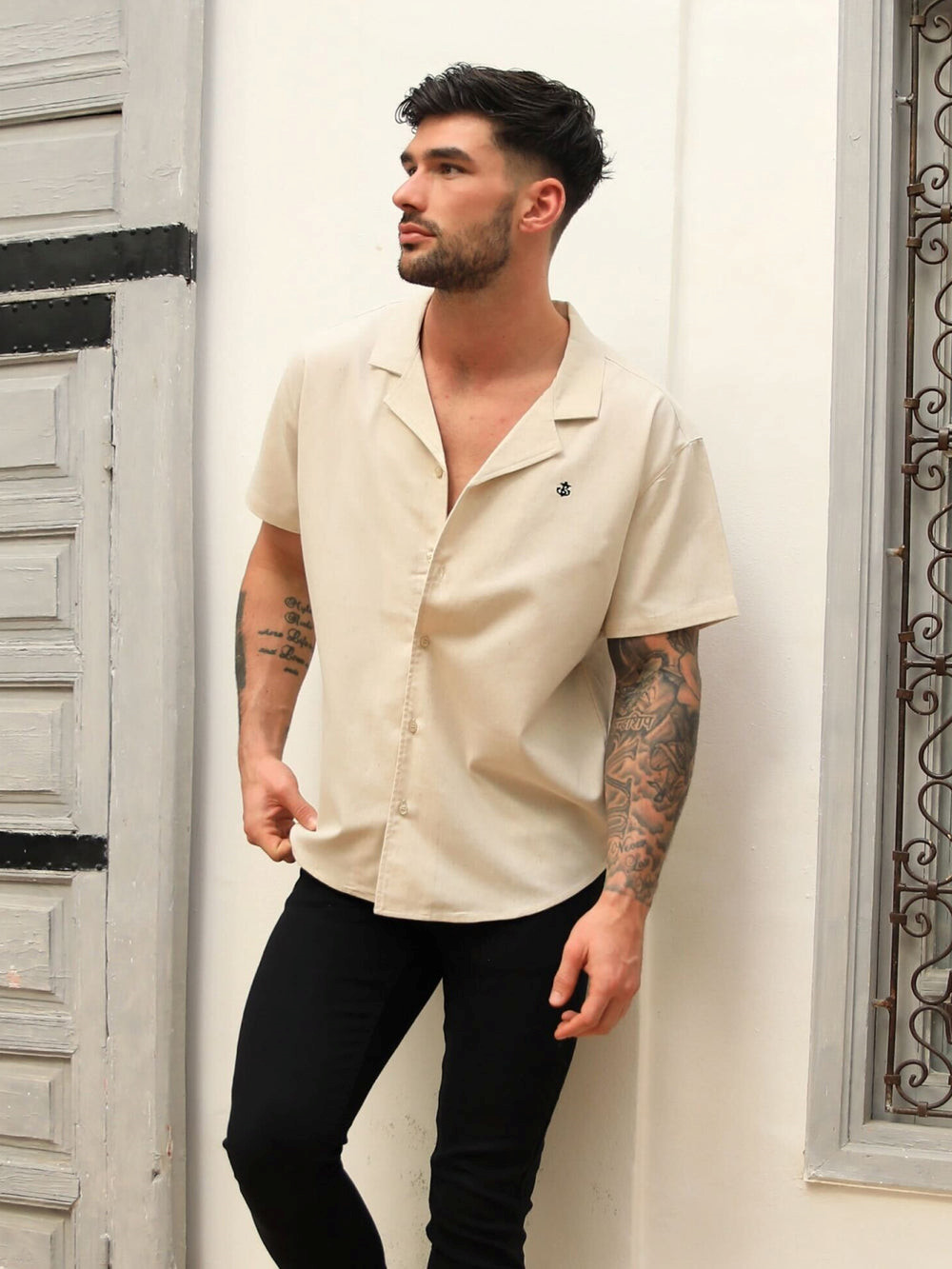 Blakely Nador Open Collared Shirt Sand | 5892376-FA