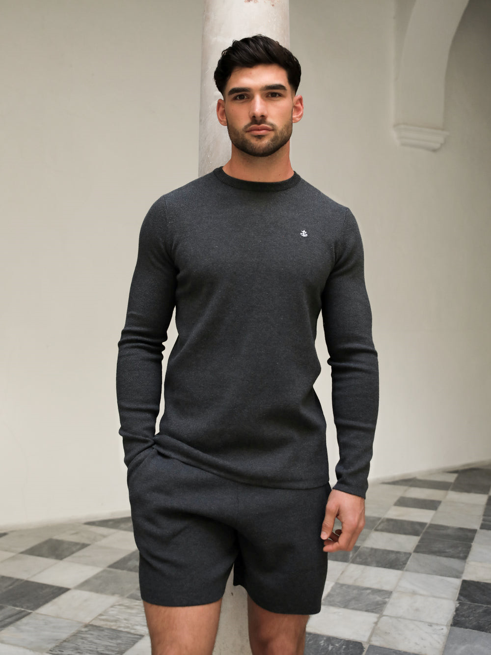 Blakely Riad Knitted Long Sleeve T-Shirt Charcoal | 8596240-ZP