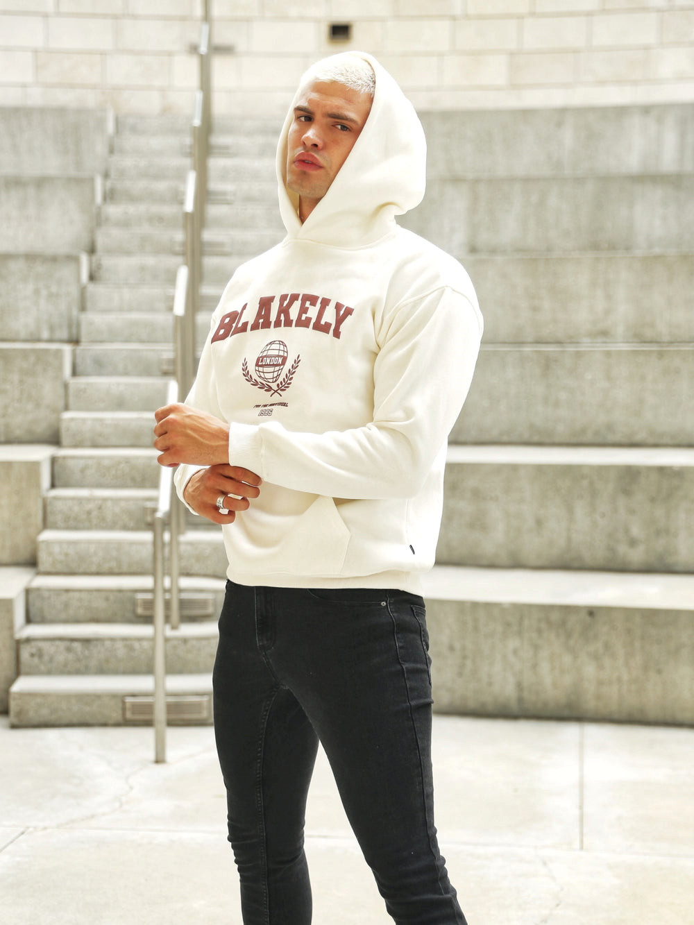 Blakely Varsity Relaxed Hoodie Valkoinen | 9067283-QZ