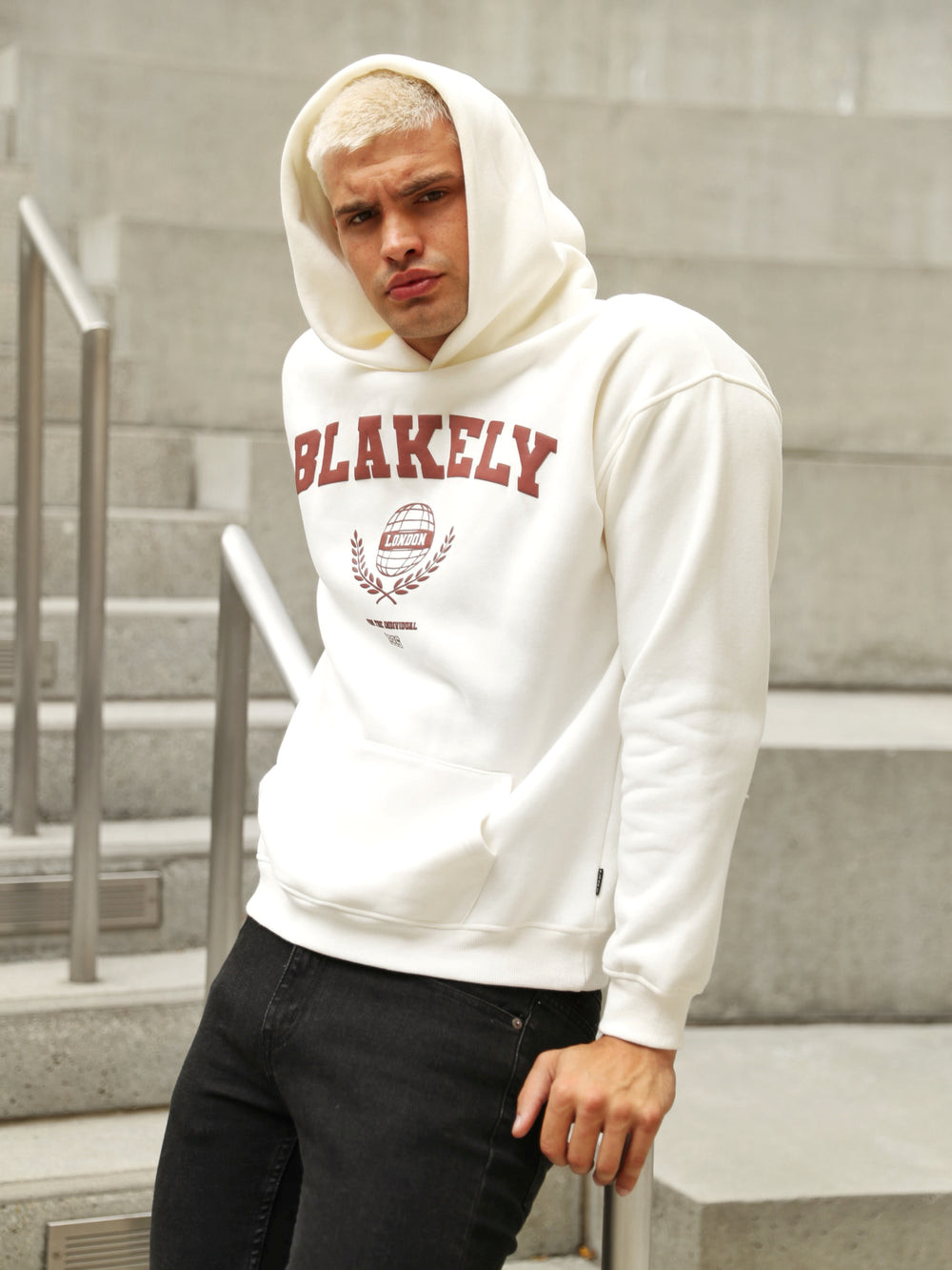 Blakely Varsity Relaxed Hoodie Valkoinen | 9067283-QZ